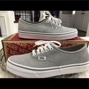 Shimmering Silver Vans
